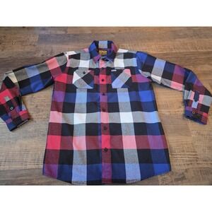 DIXXON Youth XL Button Up Flannel Plaid Colorful Liberty Or Death